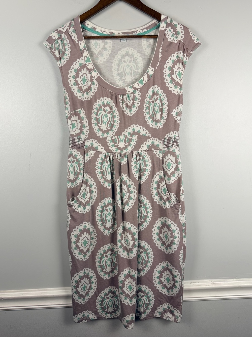 Boden Dress Womens Cotton Blend Knit Lavender Scoop Neck Cap Sleeve Casual Sz 6